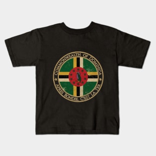 Vintage Commonwealth of Dominica USA North America United States Flag Kids T-Shirt